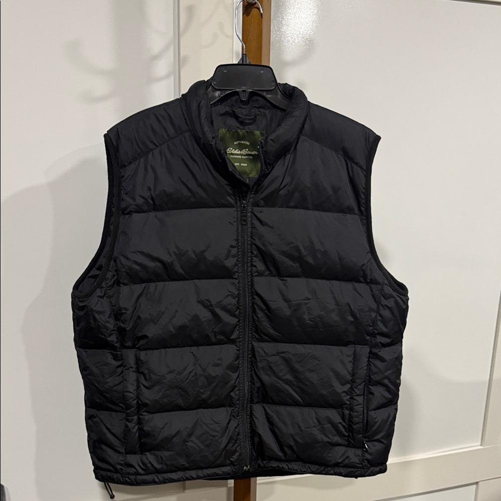 Eddie Bauer Mens Vintage Goose Down Quilted Puffer Vest Size XL in black